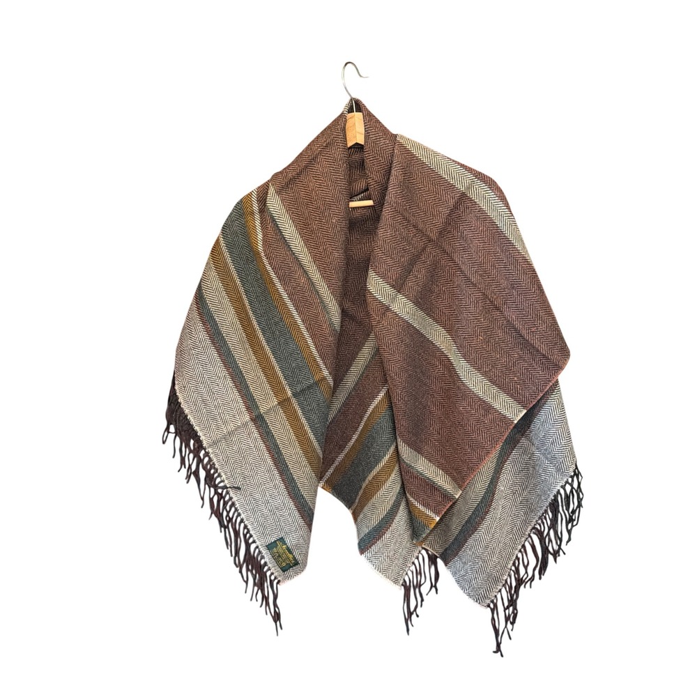 Vintage Novellies Herringbone Made Germany Shawl Scarf Dark Academia Heritage
